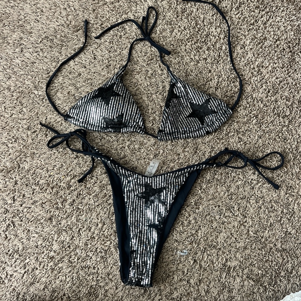 SHEIN Black and Silver Star Bikini